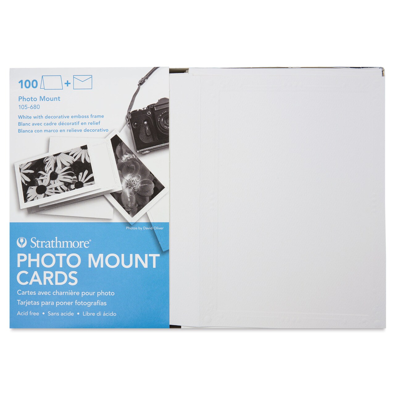 Strathmore Photo Mount Cards and Envelopes - White, Decorative Emboss, Pkg of 100